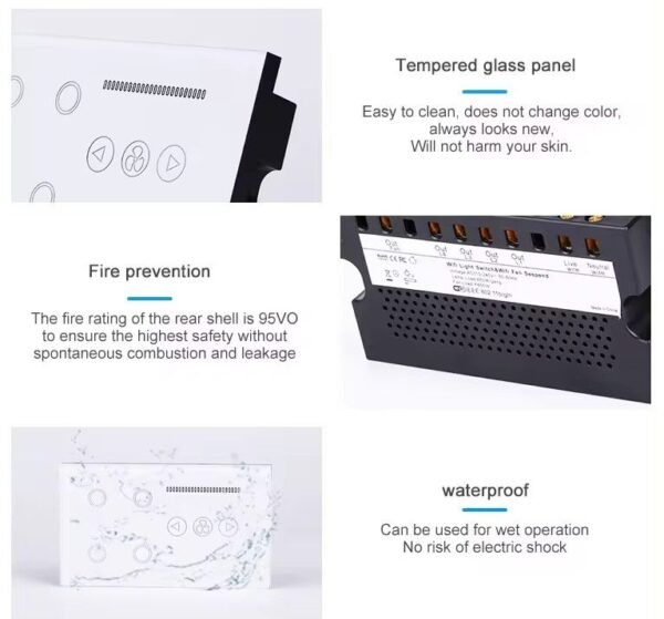 4-gang-dimmer-smart-switch-water-proof 4 Gang Smart WiFi and Fan dimmer Compatible Alexa and Google Home