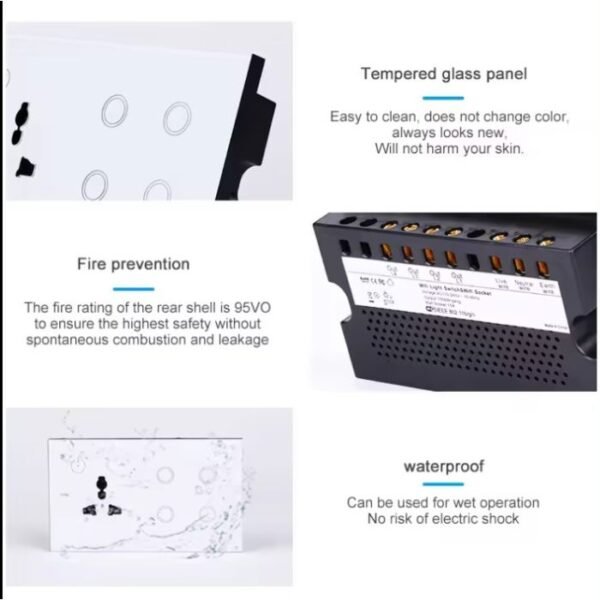 4 Gang Smart  Light Switch with Wall Socket - Works Alexa and Google Home