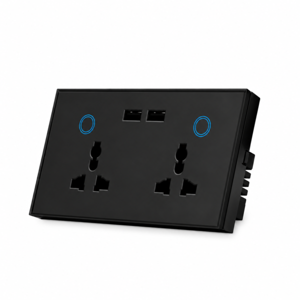 44bb0c69-b68a-4f9a-93a6-a270128acb04 Smart Double Universal Socket with USB Charger - WiFi Wall Socket