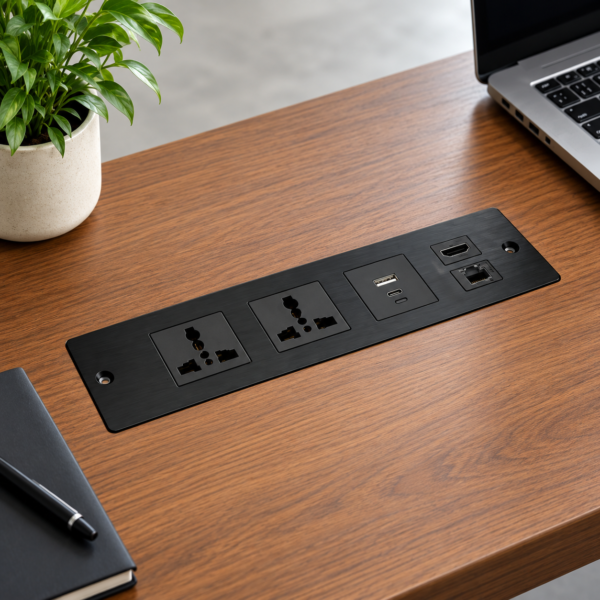 Office Desk Socket with 2 electrical sockets, 2 USB, 1 HDMI, 1 Network