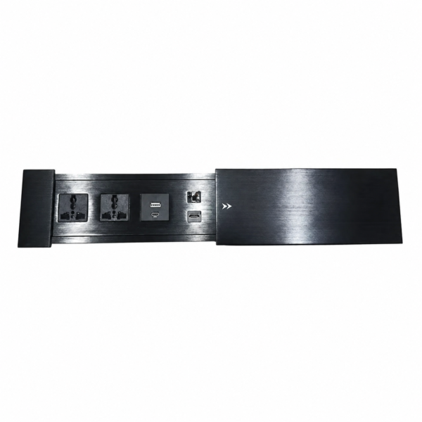Electrical Sliding Desktop Sockets with 2 Universal Sockets, USB Port, HDMI and network port (Cat 6)