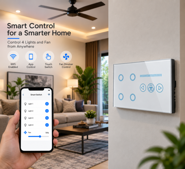 ChatGPT Image Sep 14, 2026, 09_31_26 PM 4 Gang Smart WiFi and Fan dimmer Compatible Alexa and Google Home