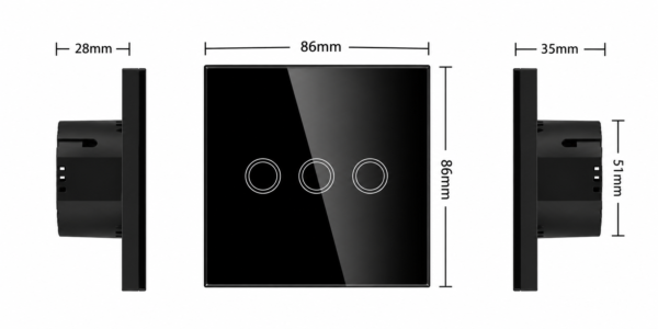 3 Gang smart switch, WiFi smart touch light switch, Alexa and Google Home Compatible Without Hub