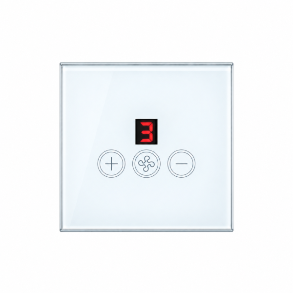 ChatGPT Image Sep 28, 2026, 02_22_41 PM WiFi Smart Fan dimmer, Touch Glass Panel, Mobile controlled, Compatible with Alexa and Google, No Hub required