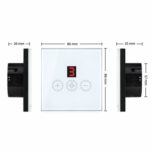 ChatGPT Image Sep 28, 2026, 02_31_39 PM WiFi Smart Fan dimmer, Touch Glass Panel, Mobile controlled, Compatible with Alexa and Google, No Hub required