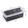 big-push-dimensions Desktop Pop up Socket with two universal power socket, network port, telephone port, HDMI, VGA, USB and Audio ports