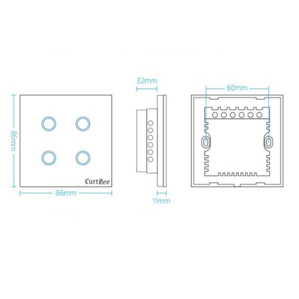 4 Gang smart switch, WiFi smart touch light switch, Alexa and Google Home Compatible