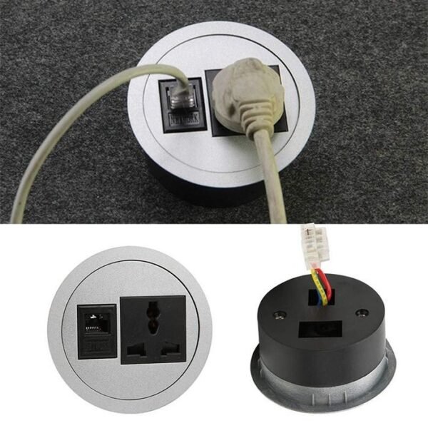 desktop-socket-with-cat6-network-port-1 Desktop Power Outlet Socket with 1 Cat 6 network port