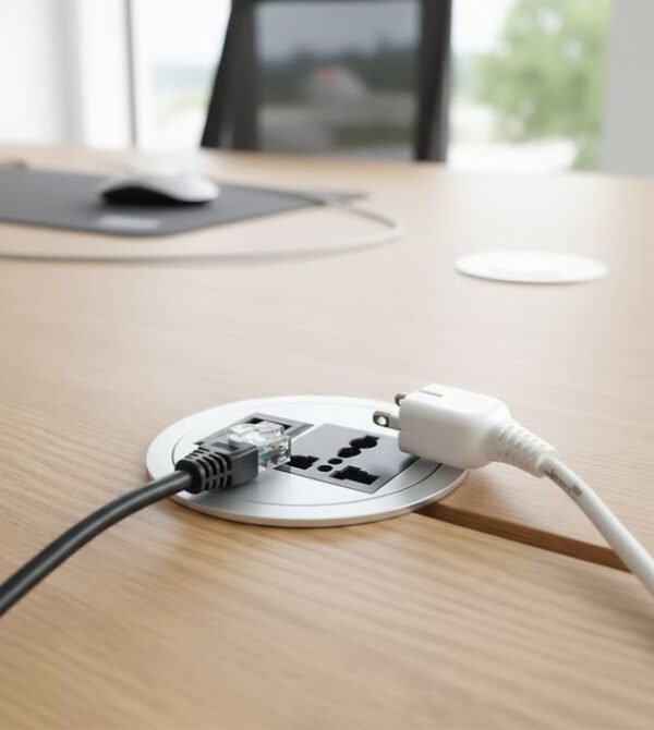 desktop-socket-with-network-port-7 Desktop Power Outlet Socket with 1 Cat 6 network port