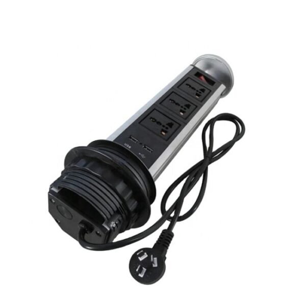 hidden-desktop-socket Commercial, Kitchen/Worktop pull out Socket with 3 universal sockets and 2 USB Charger