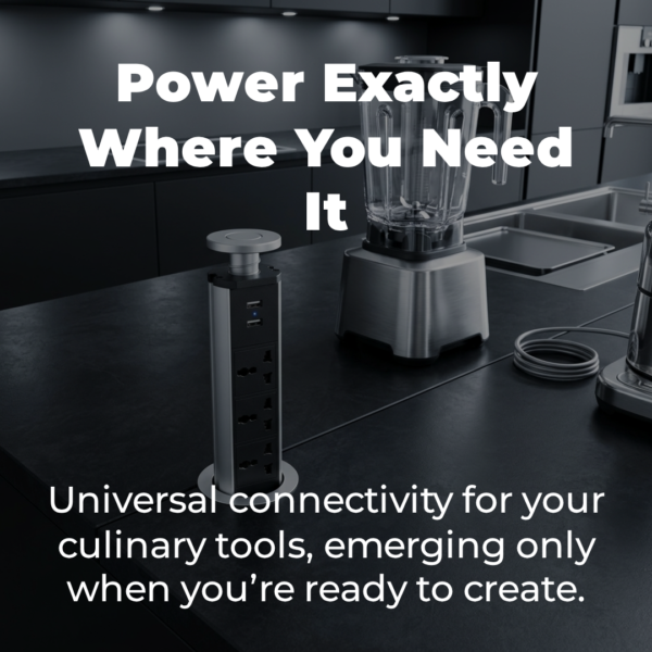 pull-out-socket Commercial, Kitchen/Worktop pull out Socket with 3 universal sockets and 2 USB Charger
