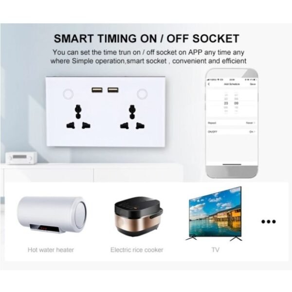 smart-double-mf Smart Double Universal Socket with USB Charger - WiFi Wall Socket
